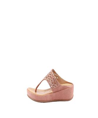 Womens Pink  Embellished Laser Cut With Super Cushioned Sole Sandals 1