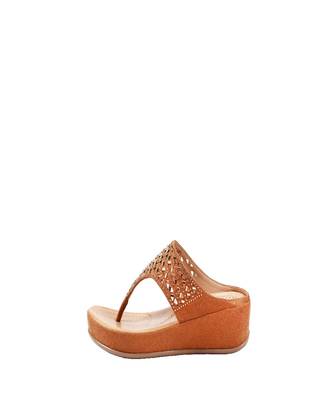 Womens Brown Embellished Laser Cut With Super Cushioned Sole Sandals 1