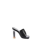 Chic Black Quillted Strap Block Heels