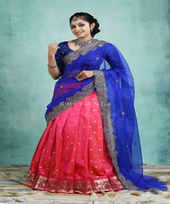 Girls Pink Silk Paithani Half Saree | Langa Davani 3