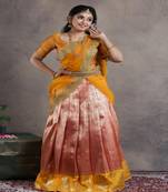 Girls pink Summer Mango Half saree | Langa Davani