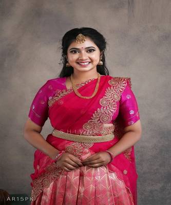 Girls Pink Summer Mango Half saree | Langa Davani 2