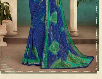 Blue Casual Wear Bandhej Saree in Georgette 2