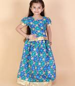 KID1 Gold Floral Printed Pavda Pattu