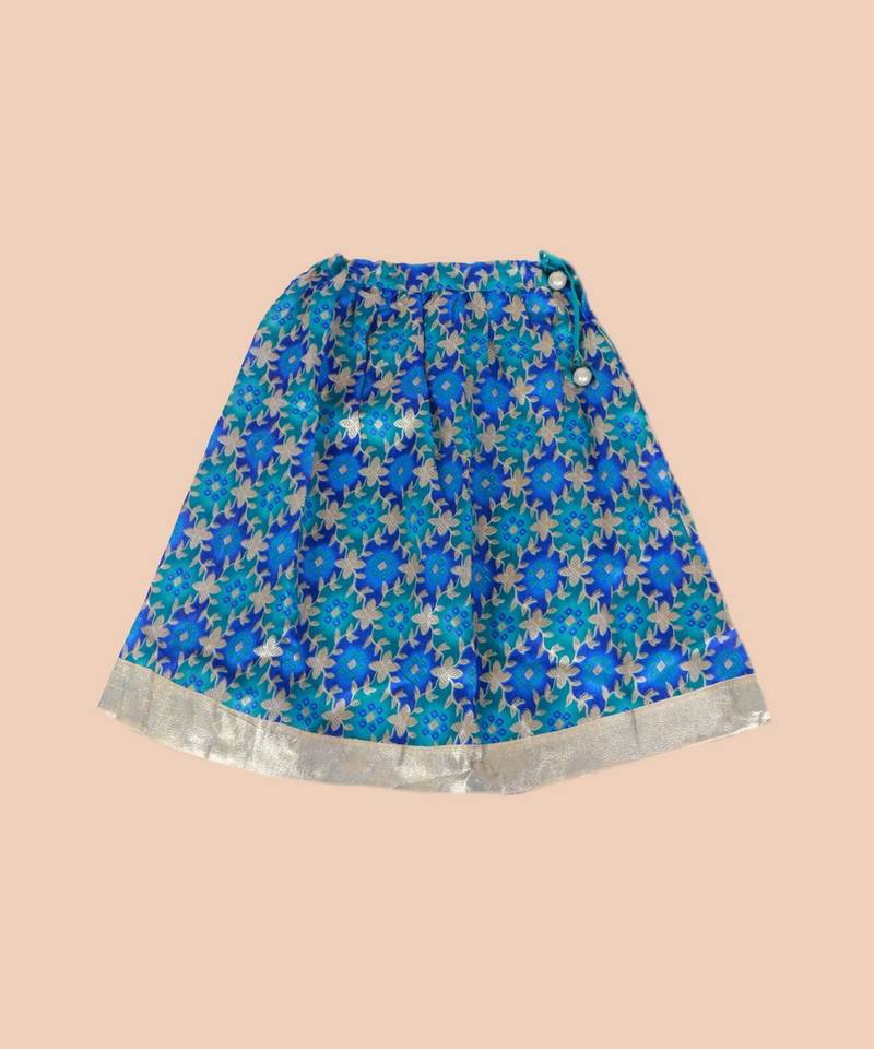 KID1 Gold Floral Printed Pavda Pattu