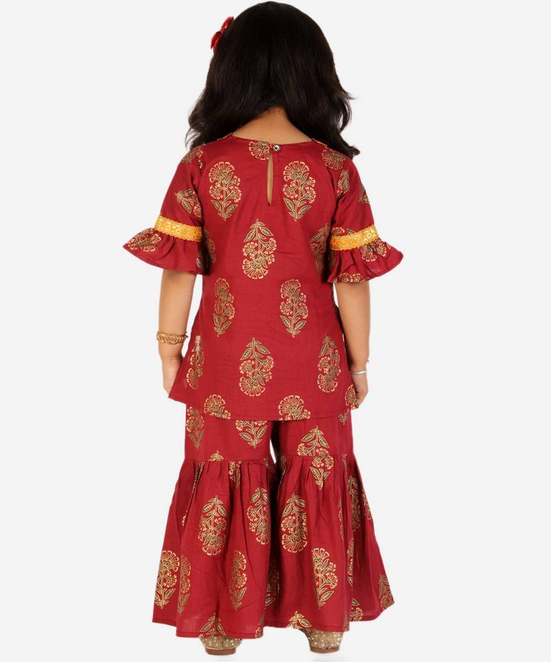 KID1 Zohra block print sharara set