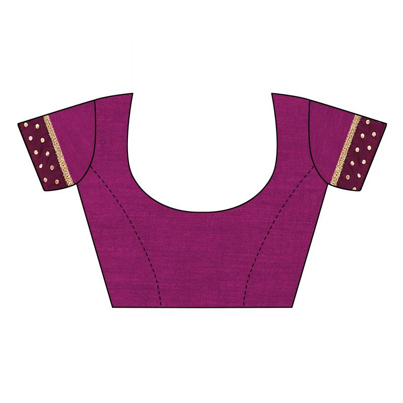 Wine Ploy Silk Embellished Border Work Saree With Blouse.