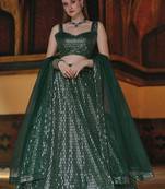 Dark Green Color Designer Sequence Net Party Wear Lehenga Choli