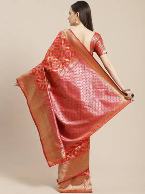 Charming Red Woven Silk Patola Light Weight Saree 2