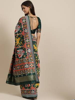 Auspicious Green Patola Weaving Silk Designer Saree 3
