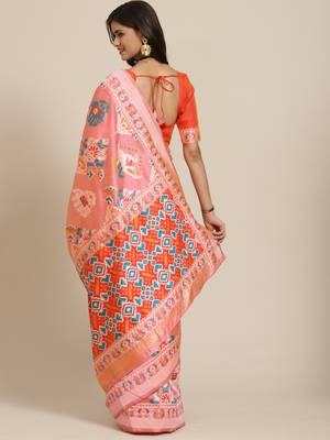 Intriguing Pink Woven Silk Patola Wedding Saree 3