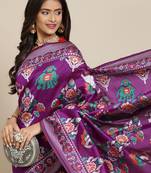 Charming Wine  Woven Silk Patola Light Weight Saree
