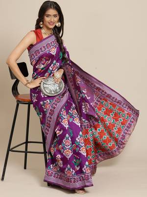Charming Wine  Woven Silk Patola Light Weight Saree 2