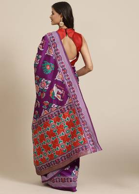 Charming Wine  Woven Silk Patola Light Weight Saree 3