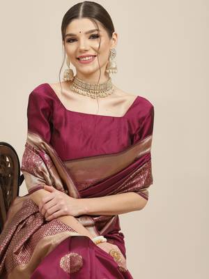 Delightful Purple Zari Weaving Soft Banarasi Silk Designer Saree 3