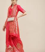 Striking Dark Pink Zari Woven Banarasi Silk Light Weight Saree