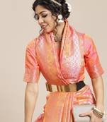 Striking Pink Zari Woven Banarasi Silk Light Weight Saree