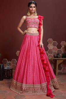 Pink Sangeet Lehenga Choli for Women