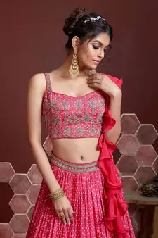pink lehenga set choli with dupatta for women