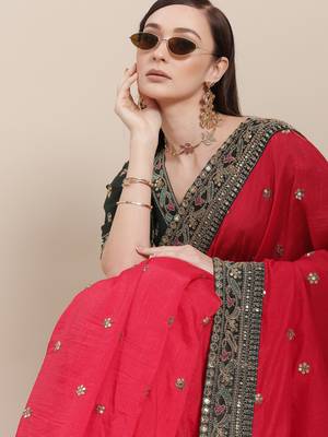 Pink Solid Silk Blend Embroidered Net Border Saree 1