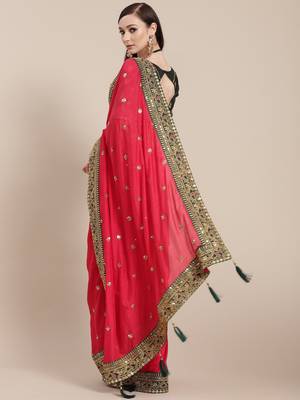 Pink Solid Silk Blend Embroidered Net Border Saree 3