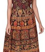 Vastravilla Women's Cotton Febric Sleeveless Printed Jaipuri Dress ( Maxi) Free Size  Adjust With Belt