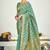 Delectable Firozi Zari Woven Banarasi Silk Bengali Saree