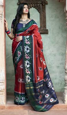 Catching Red Woven Silk Patola Festival Saree 1