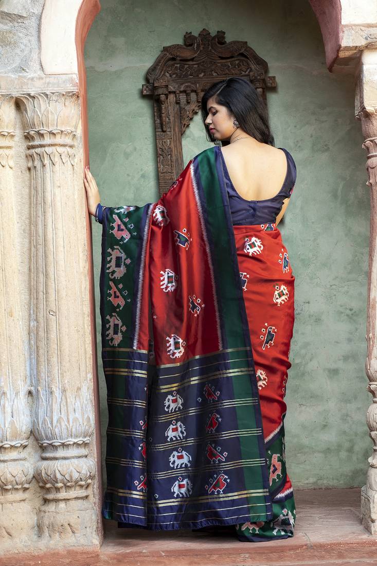 Catching Red Woven Silk Patola Festival Saree
