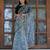 Likable Turquoise Floral Digital Printed Organza Saree