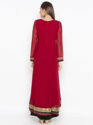 Maroon embroidered georgette ethnic-Kurti 4