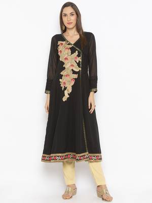 Black embroidered georgette ethnic-Kurti 1