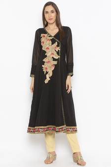 Black embroidered georgette ethnic-Kurti