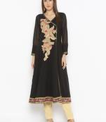Black embroidered georgette ethnic-Kurti