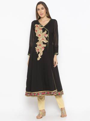 Black embroidered georgette ethnic-Kurti 2