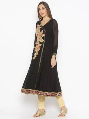 Black embroidered georgette ethnic-Kurti 3