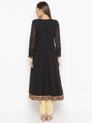 Black embroidered georgette ethnic-Kurti 4