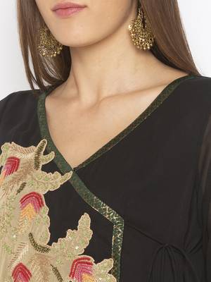 Black embroidered georgette ethnic-Kurti 5