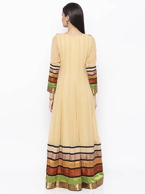 Beige embroidered georgette ethnic-Kurti 4
