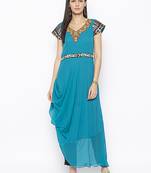 Blue embroidered georgette ethnic-Kurti