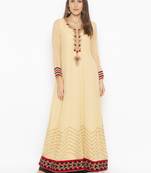 Beige embroidered georgette ethnic-Kurti