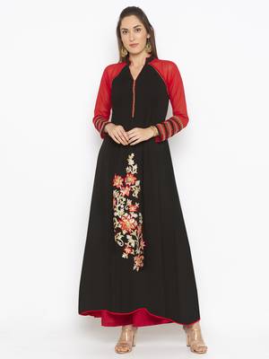Black embroidered georgette ethnic-Kurti 1