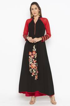 Black embroidered georgette ethnic-Kurti