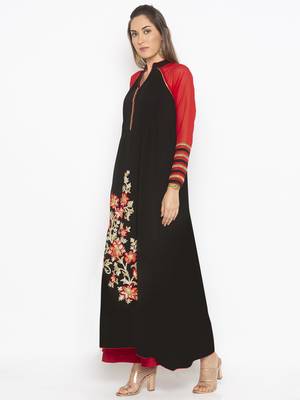 Black embroidered georgette ethnic-Kurti 3