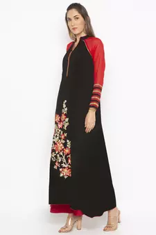 Black embroidered georgette ethnic-Kurti