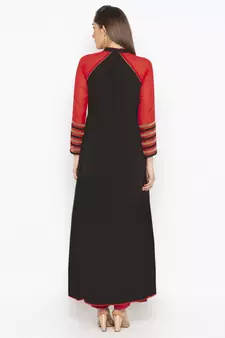 Black embroidered georgette ethnic-Kurti