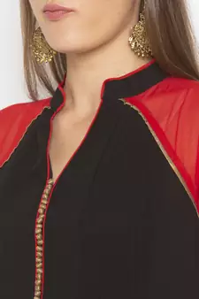 Black embroidered georgette ethnic-Kurti