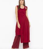 Maroon embroidered cotton ethnic-Kurti