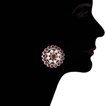 Maroon beaded_jewellery Rhodium Alloy   Necklace   with Pair of Earring 4