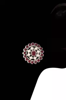 Maroon beaded_jewellery Rhodium Alloy   Necklace   with Pair of Earring